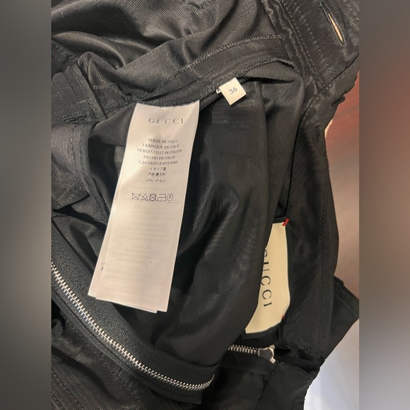 NWOT Gucci Mock Neck Belted Moire Jumpsuit Romper Black Size 36/XS - Picture 11 of 12